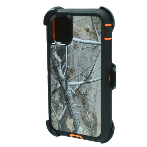 Camo Armor Robot Case With Clip for iPHONE 12 / 12 Pro 6.1 (Tree Orange)